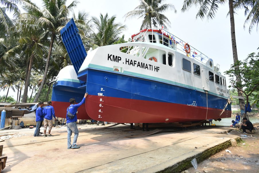 Vessel on the slipway